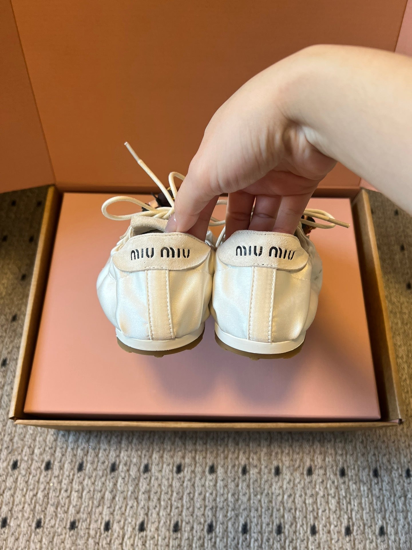 Miu Miu 2026 Plume Sneaker With Floral Charm White Satin 621346