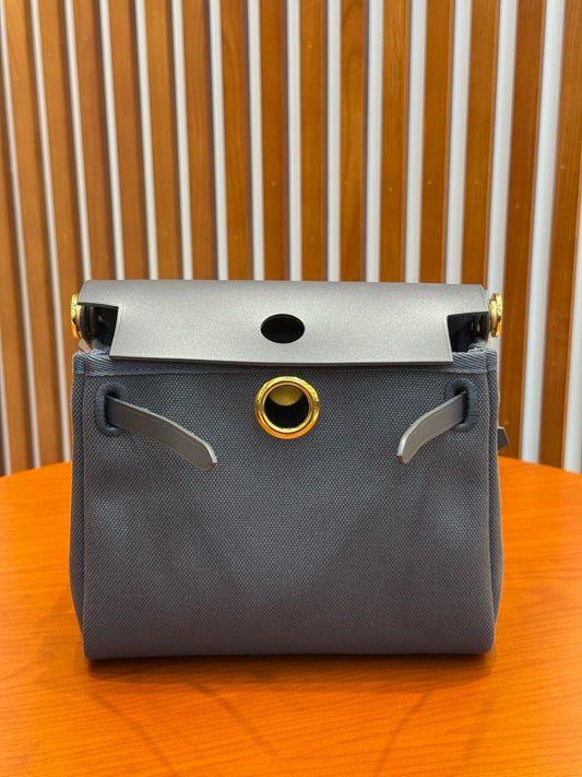 Hermes 2026 Herbag Zip 20cm Slate Grey Canvas Leather 284494
