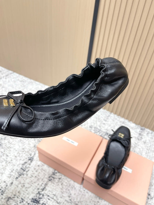 Miu Mary Jane Flat Black Sheepskin 591572