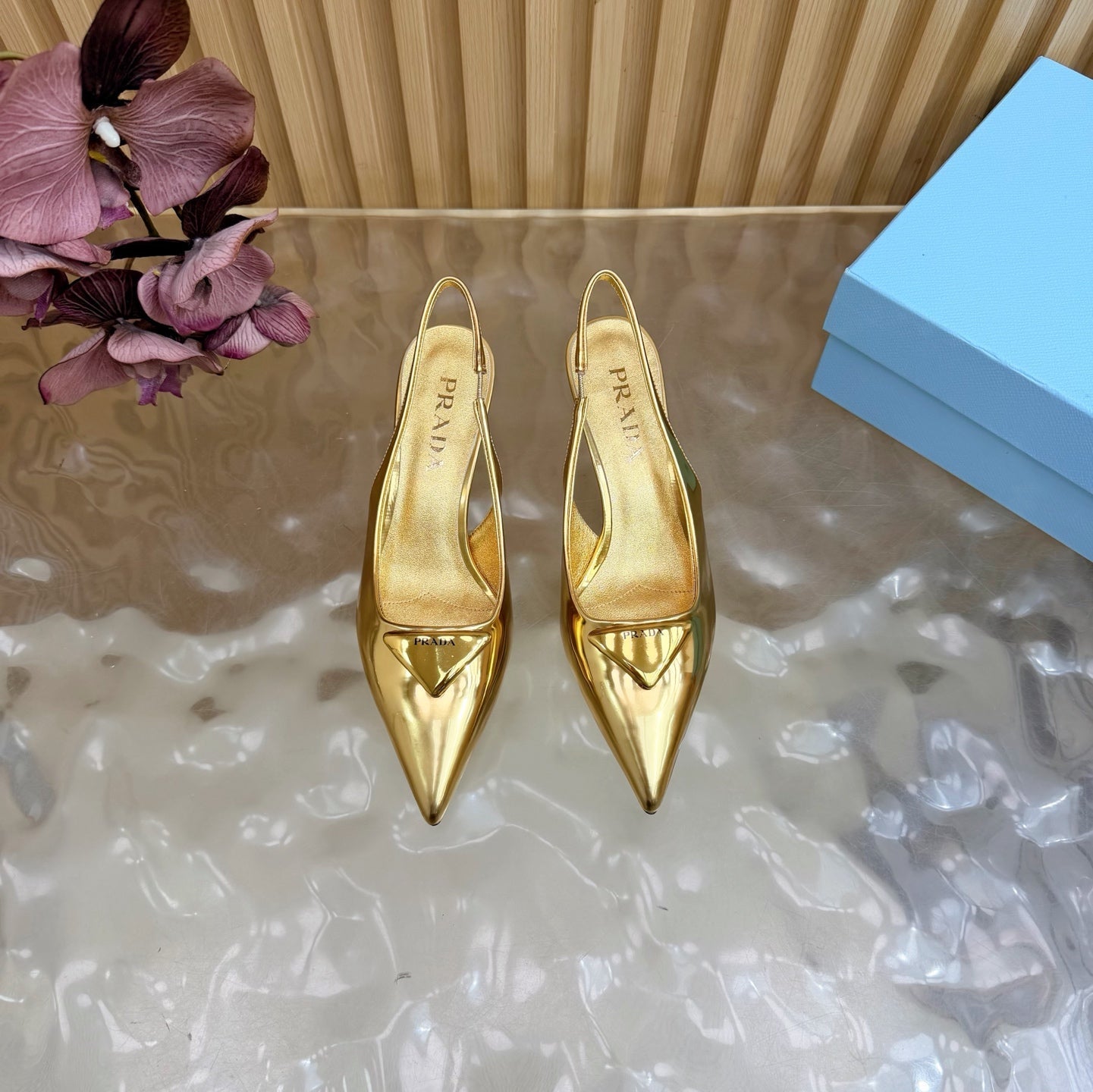 Prada 2026 Slingback Pump 55mm Metallic Leather 854175