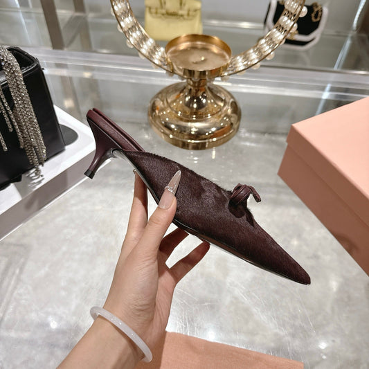 Miu 26 Pointed Toe Mule 45 Burgundy Suede Sheepskin 592092