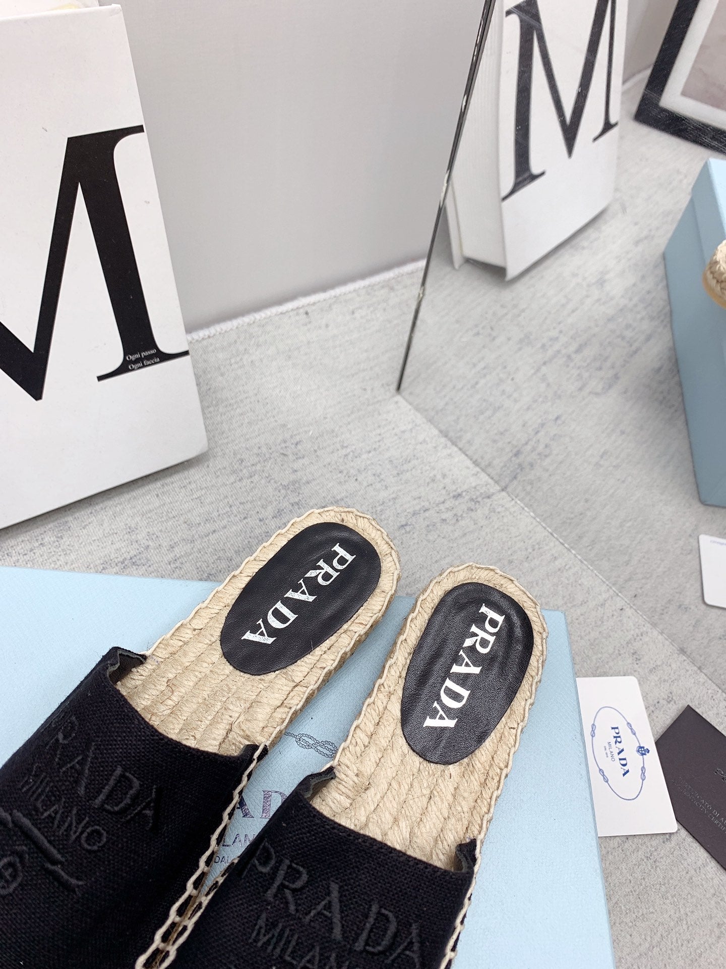 Prada 2026 Slippers Twill Fabric Rope Sole 731179