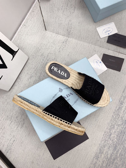 Prada 2026 Slippers Twill Fabric Rope Sole 731179