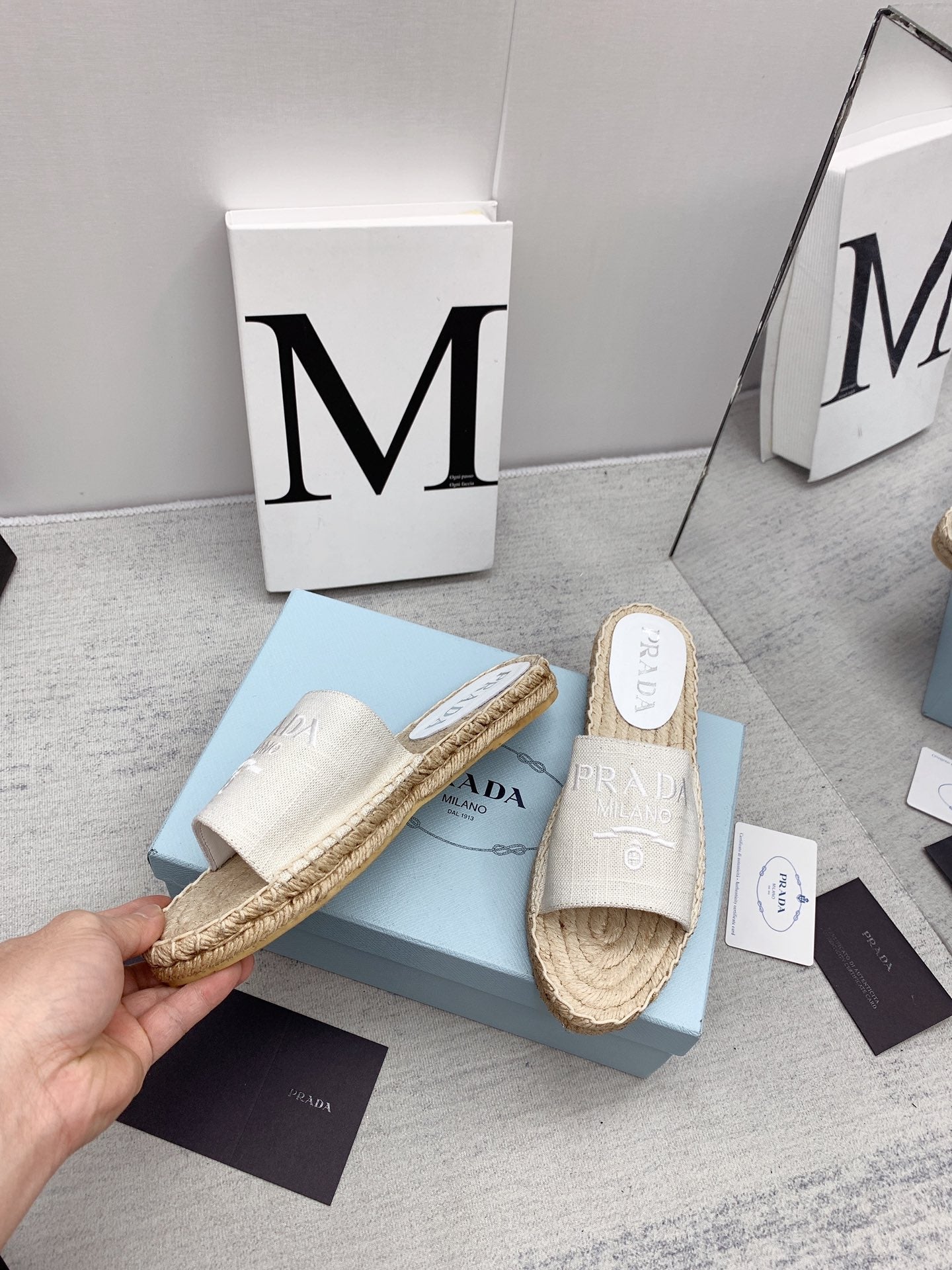 Prada 2026 Slippers Canvas Rope Sole 731171