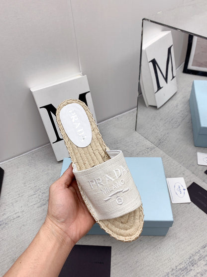 Prada 2026 Slippers Canvas Rope Sole 731171