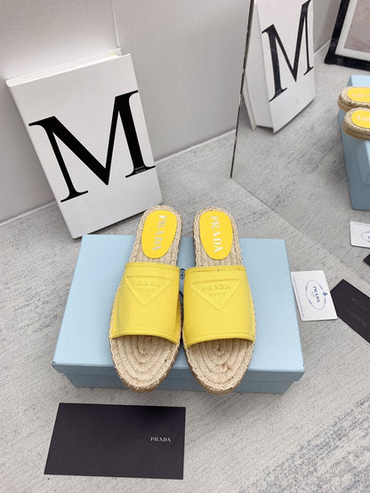 Prada 2026 Slippers Twill Fabric Rope Sole 731179