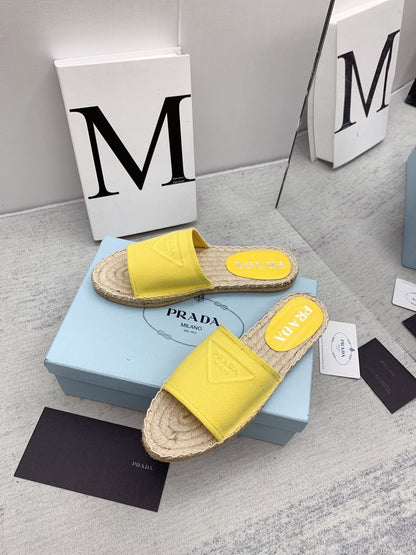 Prada 2026 Slippers Twill Fabric Rope Sole 731179