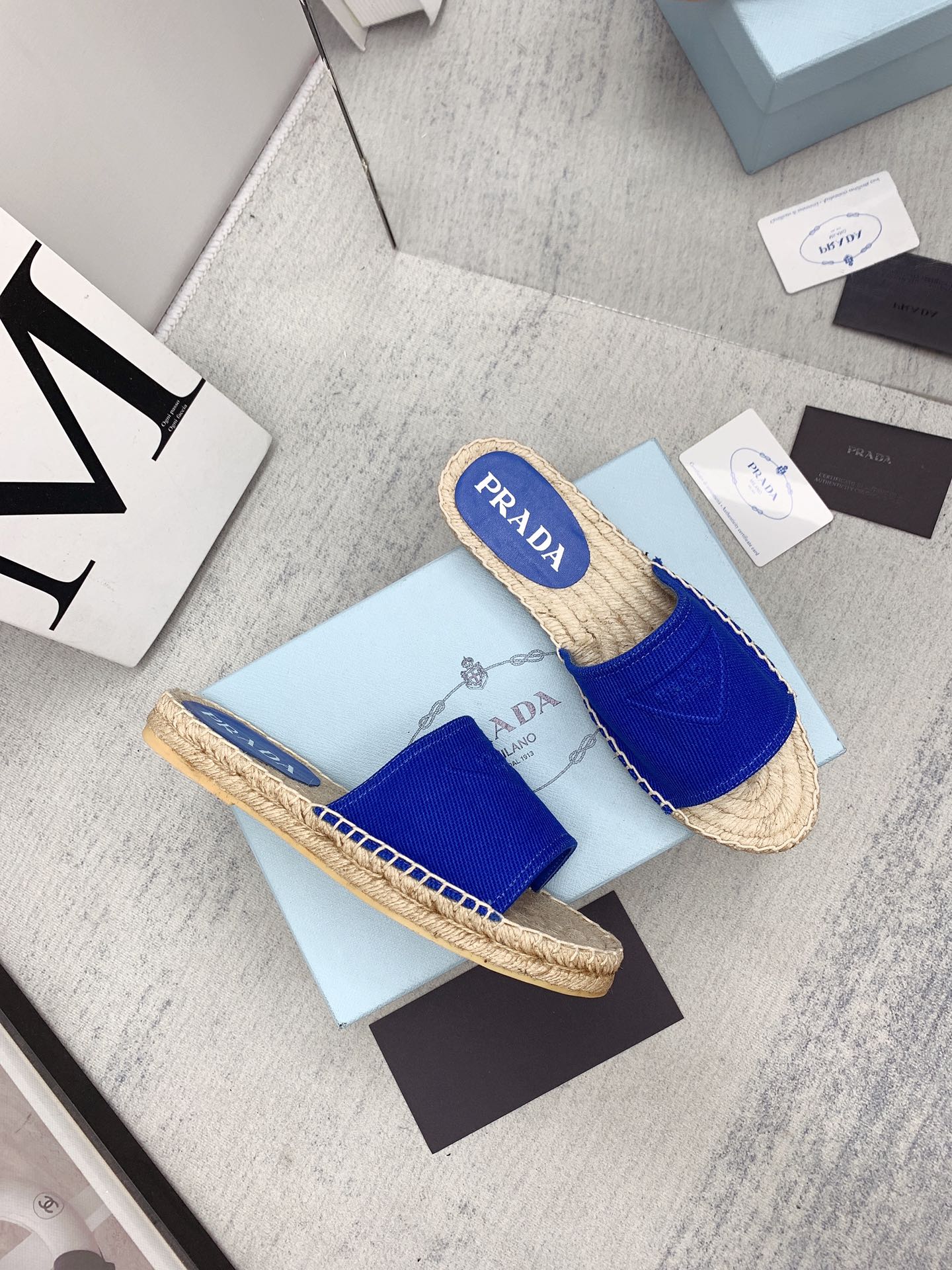 Prada 2026 Slippers Twill Fabric Rope Sole 731179