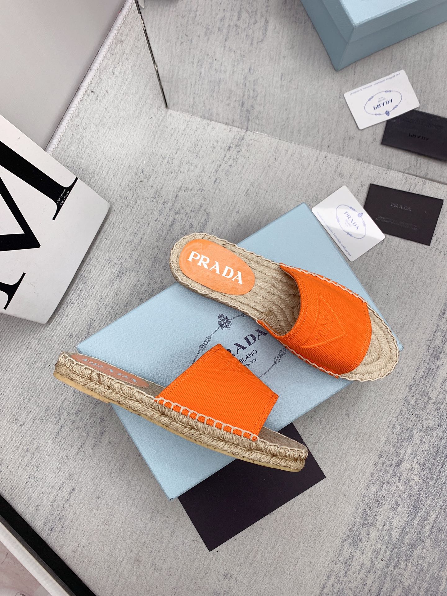 Prada 2026 Slippers Twill Fabric Rope Sole 731179