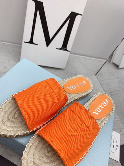 Prada 2026 Slippers Twill Fabric Rope Sole 731179