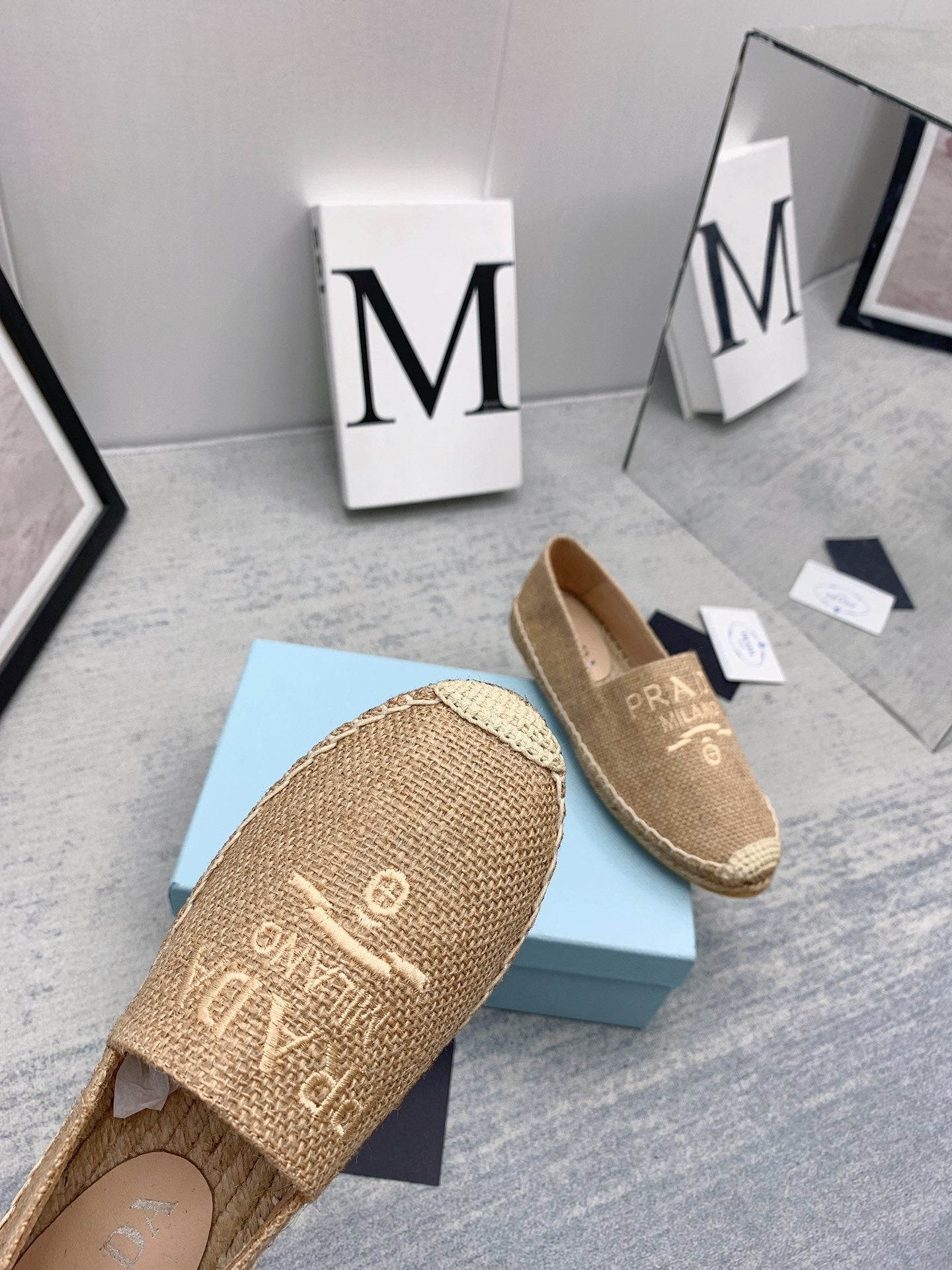 Prada 2026 Loafers Beige Raffia Rope Sole 731190