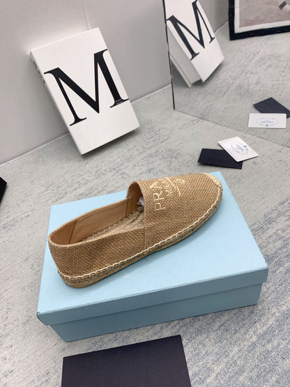 Prada 2026 Loafers Beige Raffia Rope Sole 731190