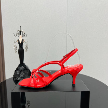 Prada Heeled Sandal 60mm Red Sheepskin 699234