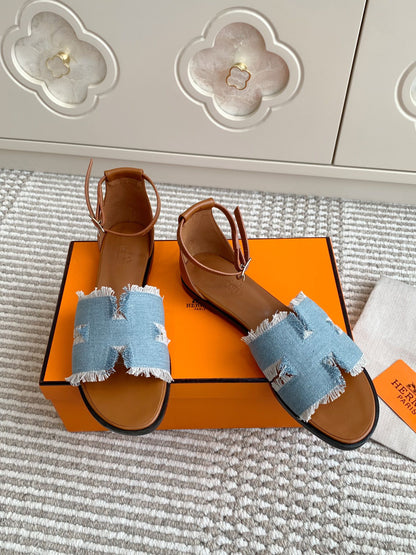 HM Sandal Canvas Cowhide 858915
