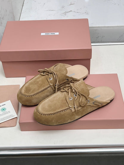 Miumiu 2026 Faded Mules Light Brown Suede 326958