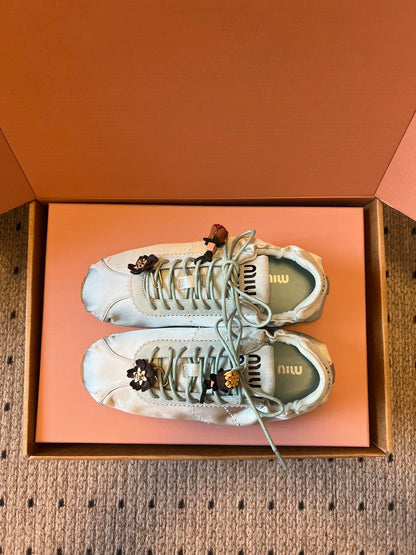 Miu Miu 2026 Plume Sneaker With Floral Charm Satin 621342