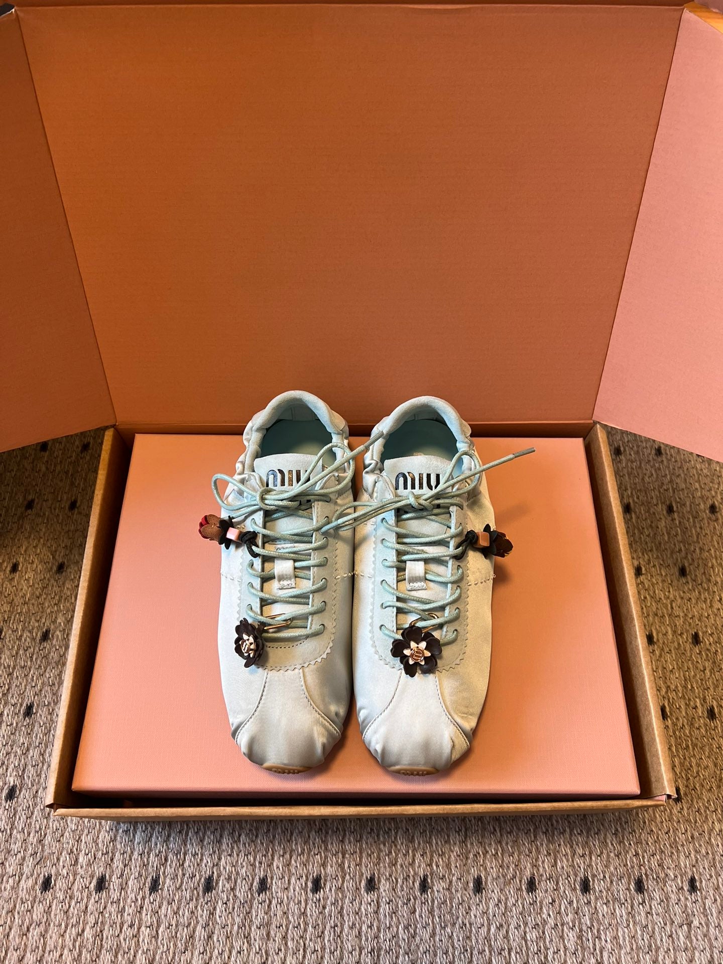 Miu Miu 2026 Plume Sneaker With Floral Charm Satin 621342