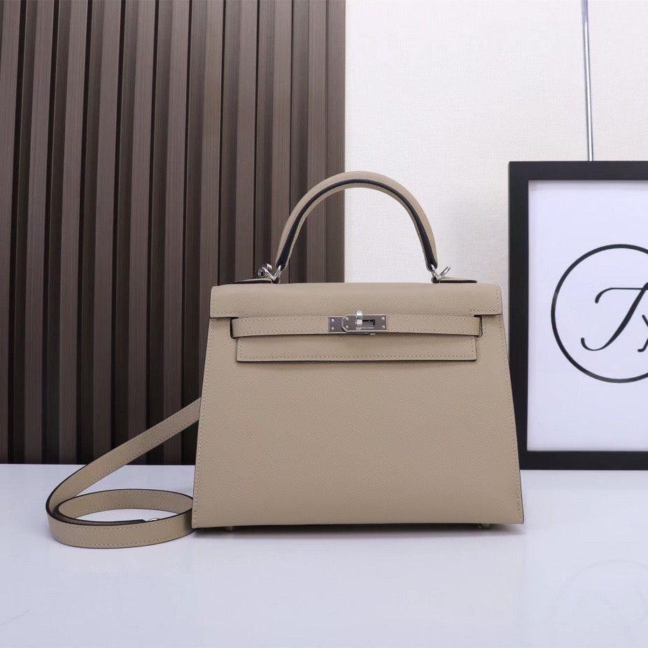Hermes 2026 Kelly Sellier Nata Epsom Leather Silver Hardware