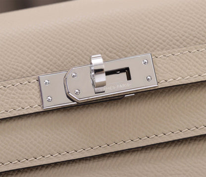 Hermes 2026 Kelly Sellier Nata Epsom Leather Silver Hardware