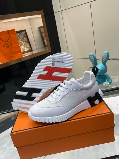 Hermes 2026 Bouncing Sneaker White Black Red Mesh Goatskin