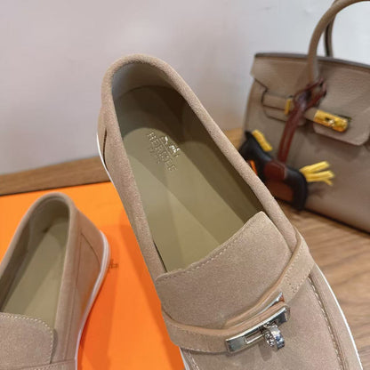 Hermes 2026 Mind Loafer Beige White Suede Leather