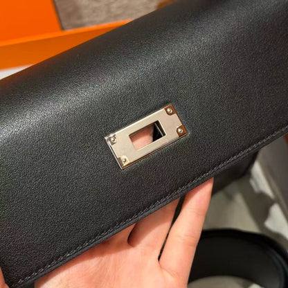 Hermes 2026 Kelly Lakis Bag Black Swift Leather