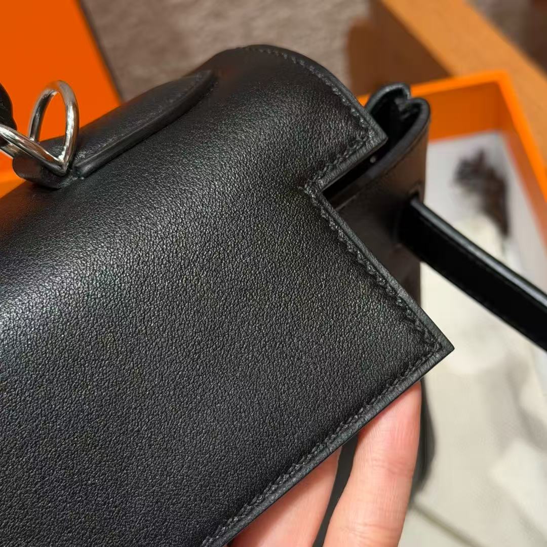 Hermes 2026 Kelly Lakis Bag Black Swift Leather