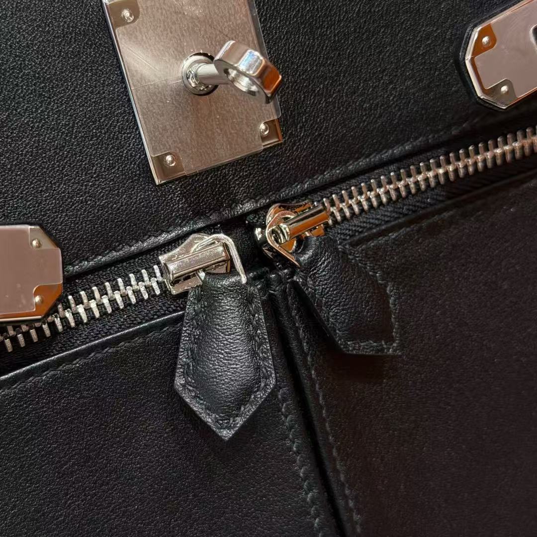 Hermes 2026 Kelly Lakis Bag Black Swift Leather