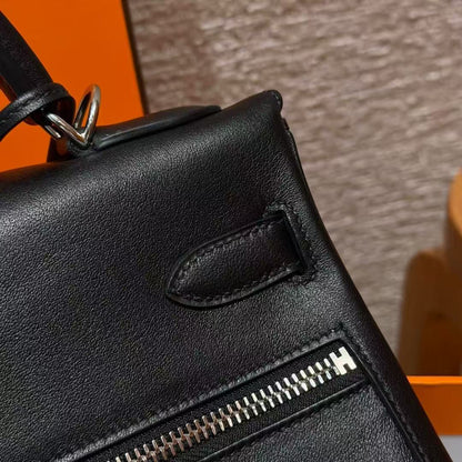 Hermes 2026 Kelly Lakis Bag Black Swift Leather
