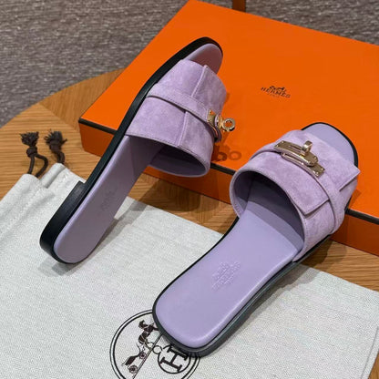Hermes 2026 Giulia Sandal Purple Suede Leather