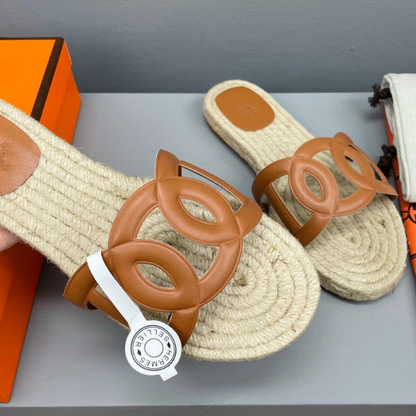 Hermes 2026 Famosa Espadrilles Tan Beige Straw Leather