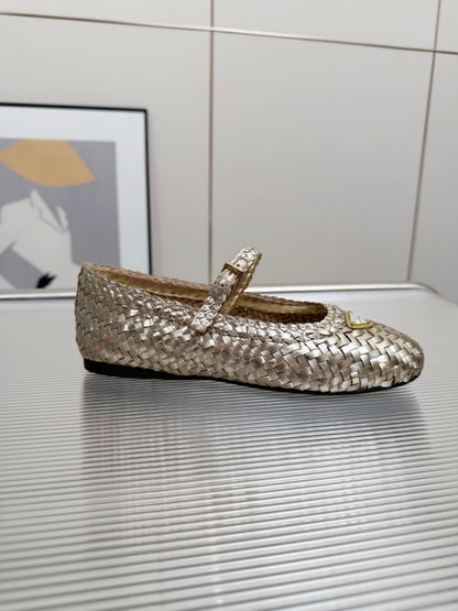 Prada 2026 Ballet Flat Woven Leather 715524