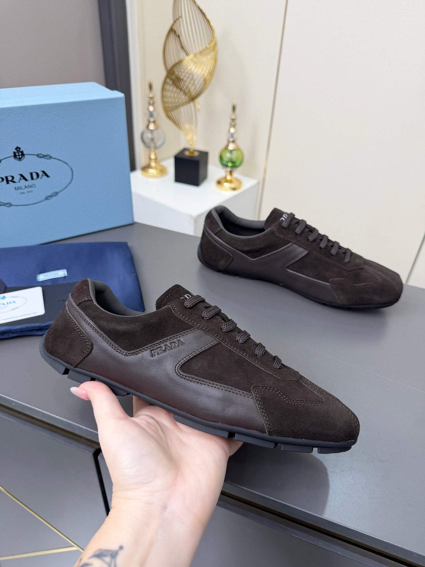 Prada 2026 Casual Sneakers Sheepskin Suede 732935