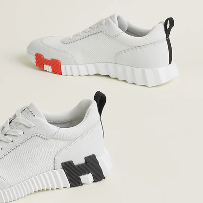 Hermes 2026 Bouncing Sneaker White Black Red Mesh Goatskin