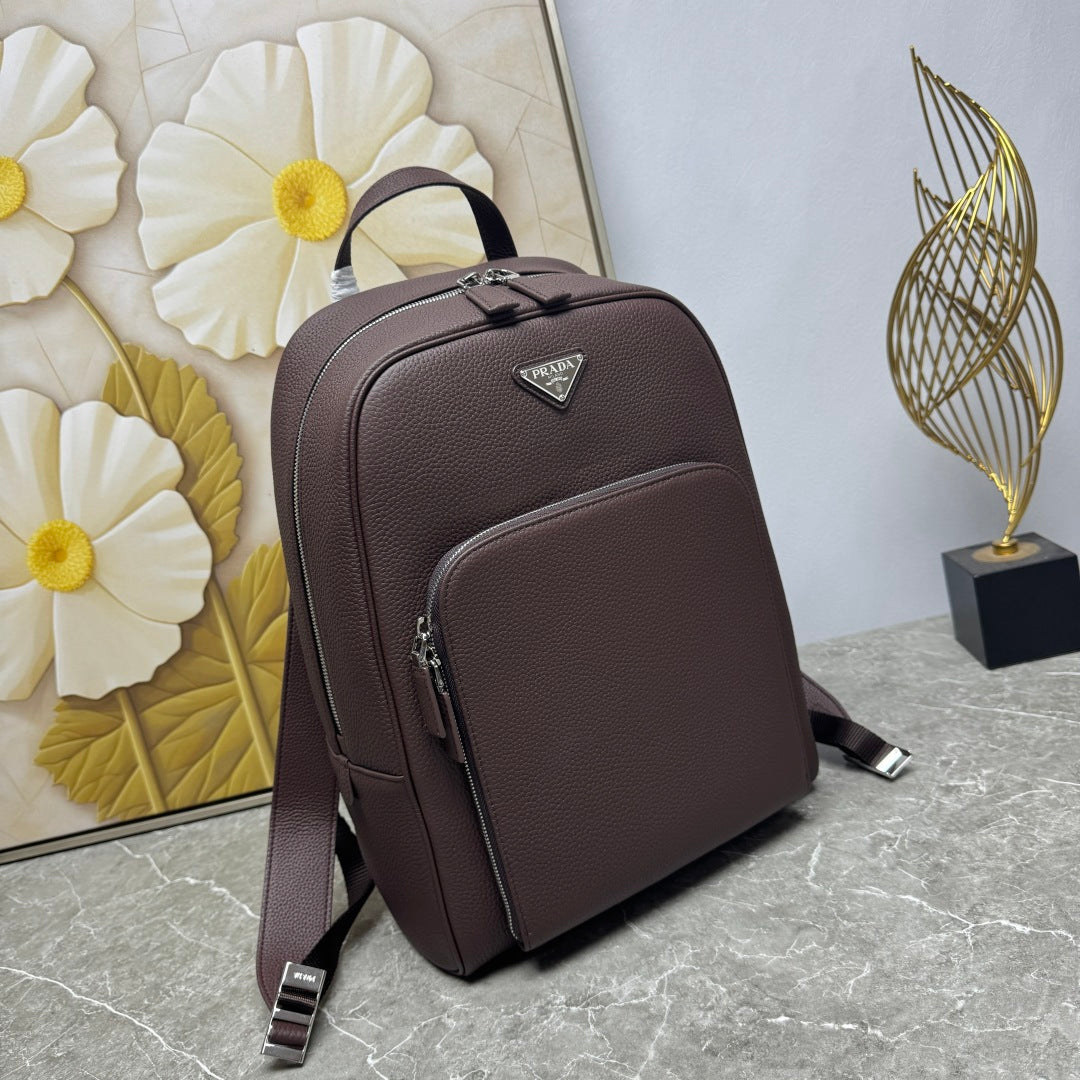 Prada 2026 Backpack Brown Black Saffiano Leather 345785