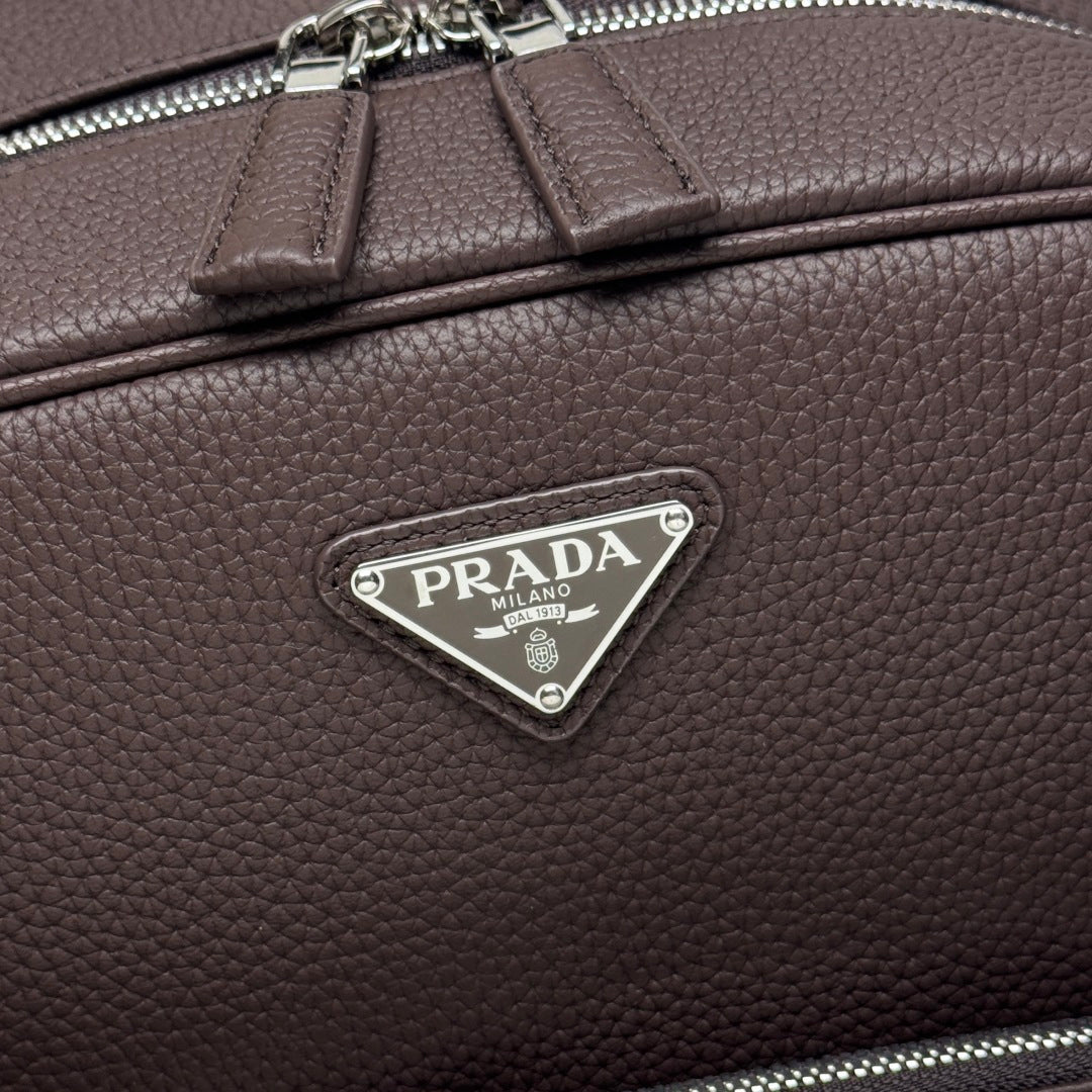 Prada 2026 Backpack Brown Black Saffiano Leather 345785