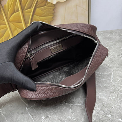 Prada 2026 Shoulder Bag 25cm Black Brown Grained Leather