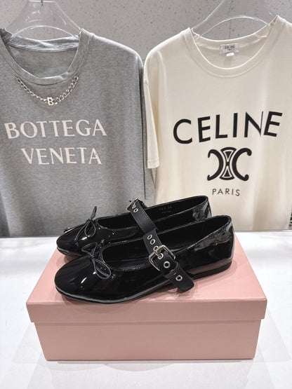 Miumiu 26ss Fairy Style Ballet Flats Patent Leather