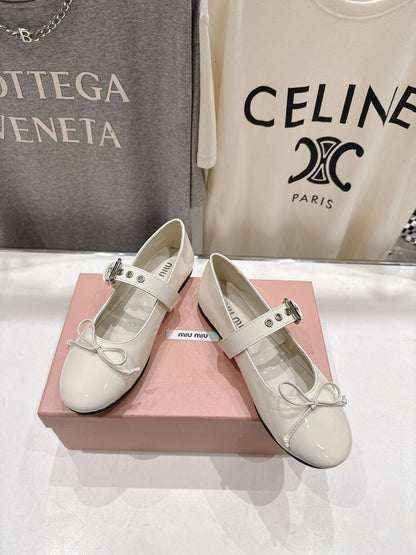 Miumiu 26ss Fairy Style Ballet Flats Patent Leather