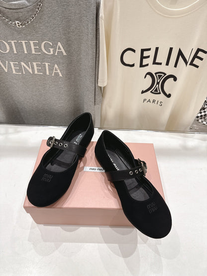 Miumiu 26ss Fairy Style Ballet Flats Suede