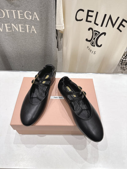 Miumiu 26ss Mary Jane Ballet Flats Cowhide 713091