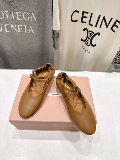Miumiu 26ss Mary Jane Ballet Flats Cowhide 713091