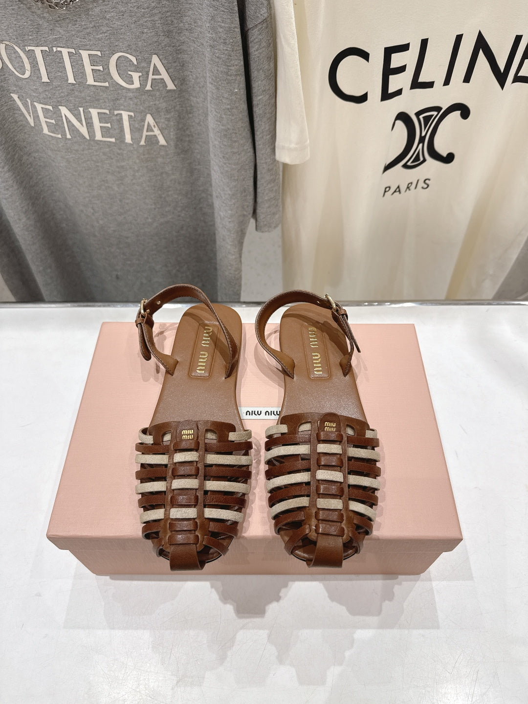 Miumiu 26ss Flat Sandals Woven Lambskin 713092