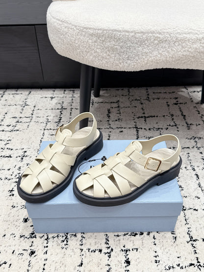 Prada 2026 Fisherman Sandals Retro Cowhide Leather 769834