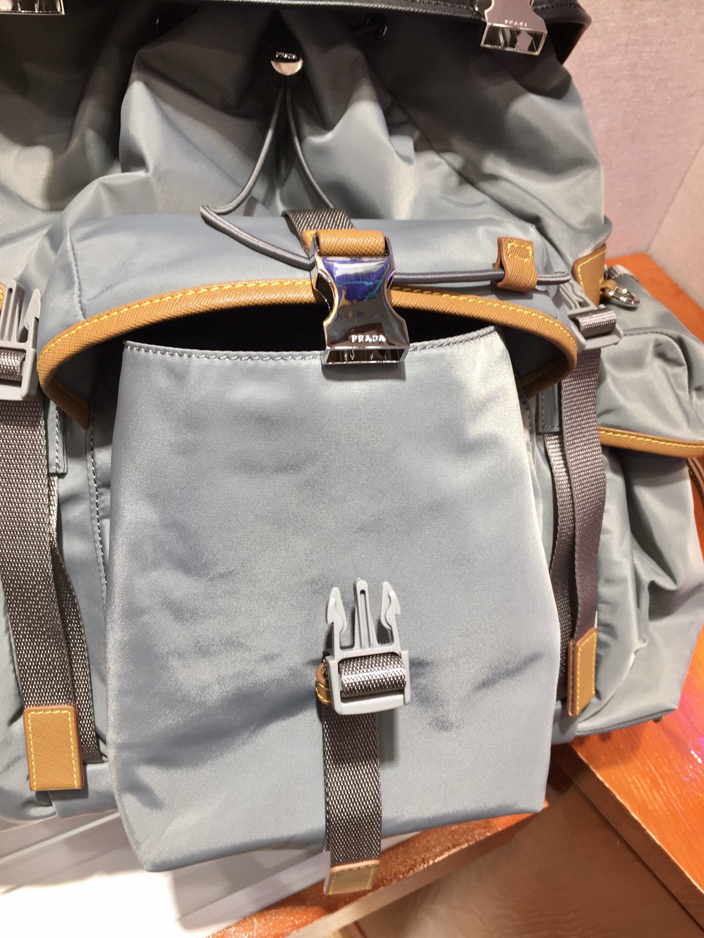 Prada 2026 Black Beige and Grey Fabric With Saffiano Leather 351880