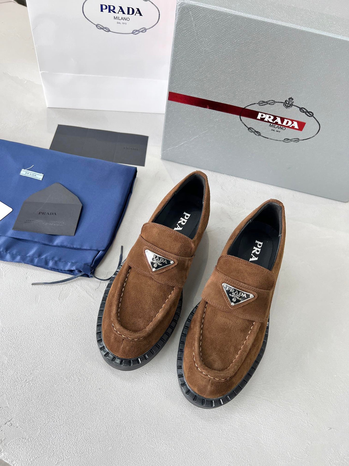 Prada 2026 Loafer Multicolor Suede Sheepskin 715985