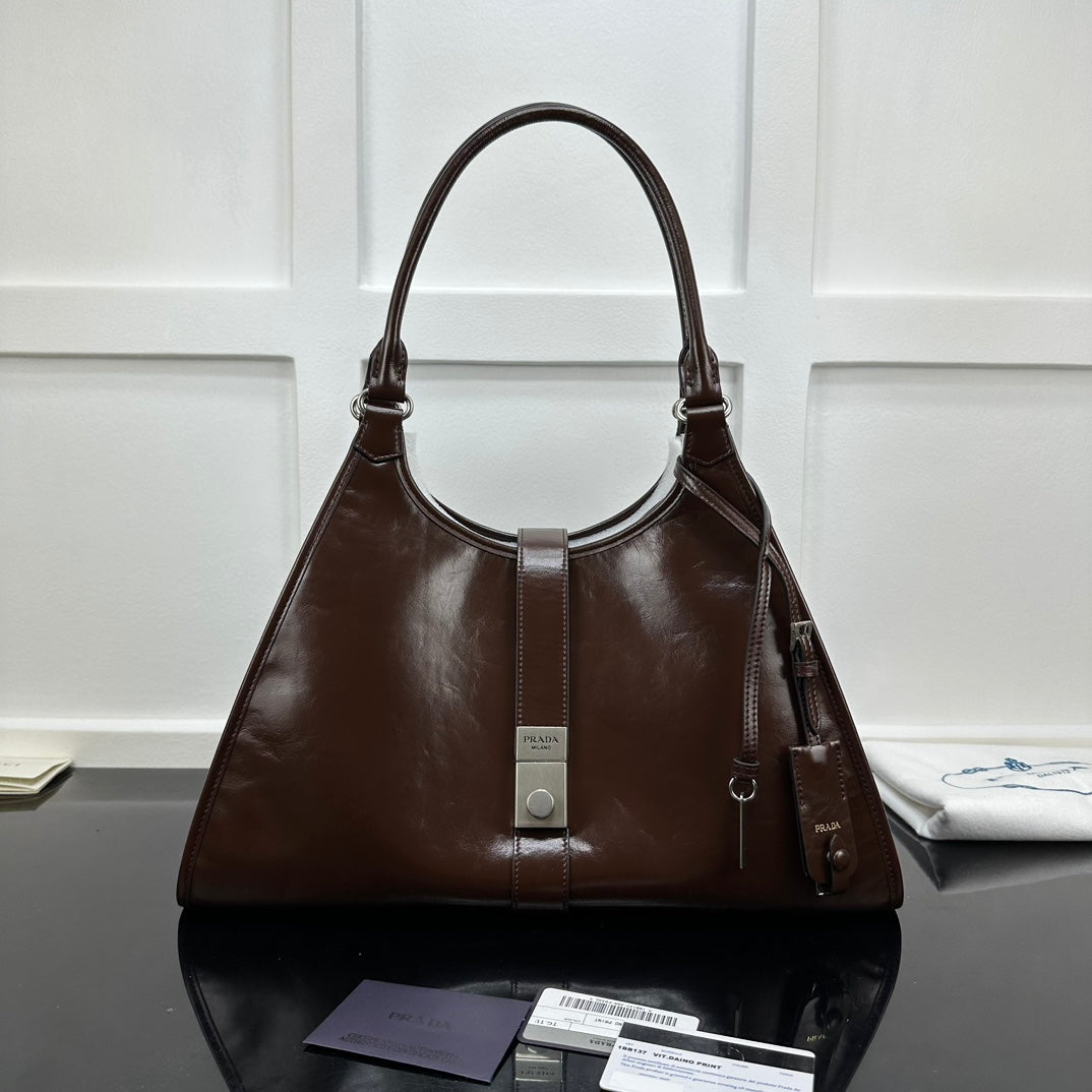 Prada 2026 Soft Lux Medium Tote Bag 39cm Patent Calfskin