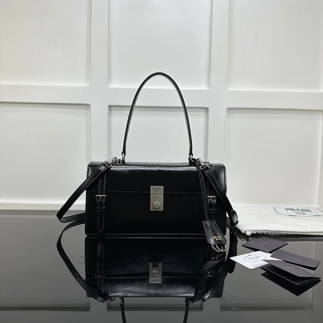 Prada 2026 Medium Shoulder Bag 32cm Patent Calfskin