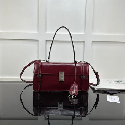 Prada 2026 Medium Shoulder Bag 32cm Patent Calfskin