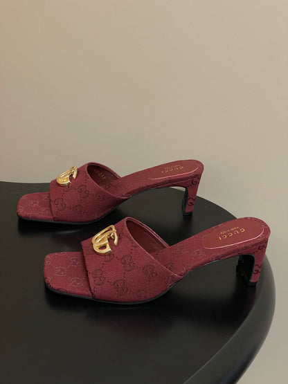 GG 26ss High Heel Slippers 55 Canvas Monogram 697861